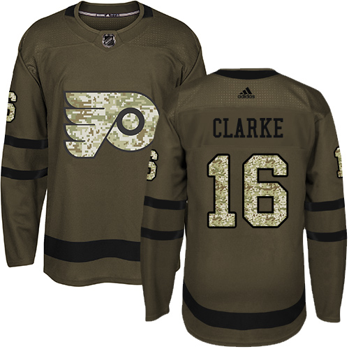 Adidas Flyers #16 Bobby Clarke Green Salute to Service Stitched NHL Jersey